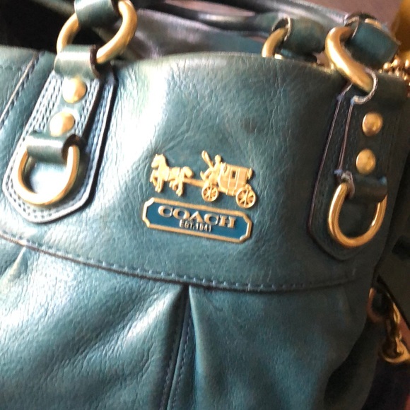 Coach Madison Julianne Teal leather handbag - Picture 5 of 16